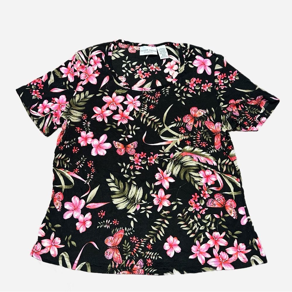 Vintage Jaclyn Smith Butterfly and Floral print top